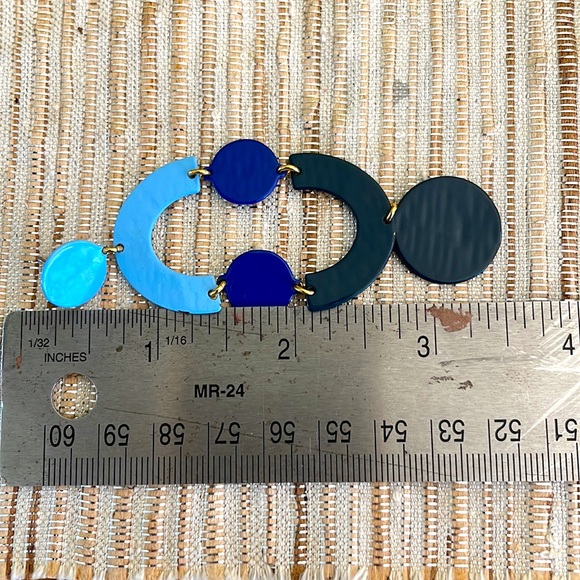 J.Crew Enameled-Blues Chandelier Earrings with gold findings. 3 1/2” - Picture 4 of 4